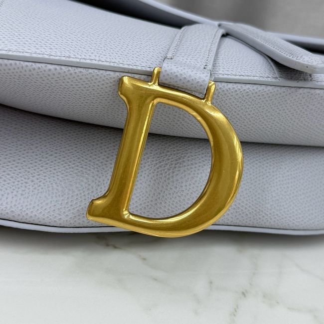Dior Saddle Bag with Strap Saddle Grained Calfskin M0455CBAA ice blue