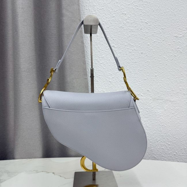 Dior Saddle Bag with Strap Saddle Grained Calfskin M0455CBAA ice blue