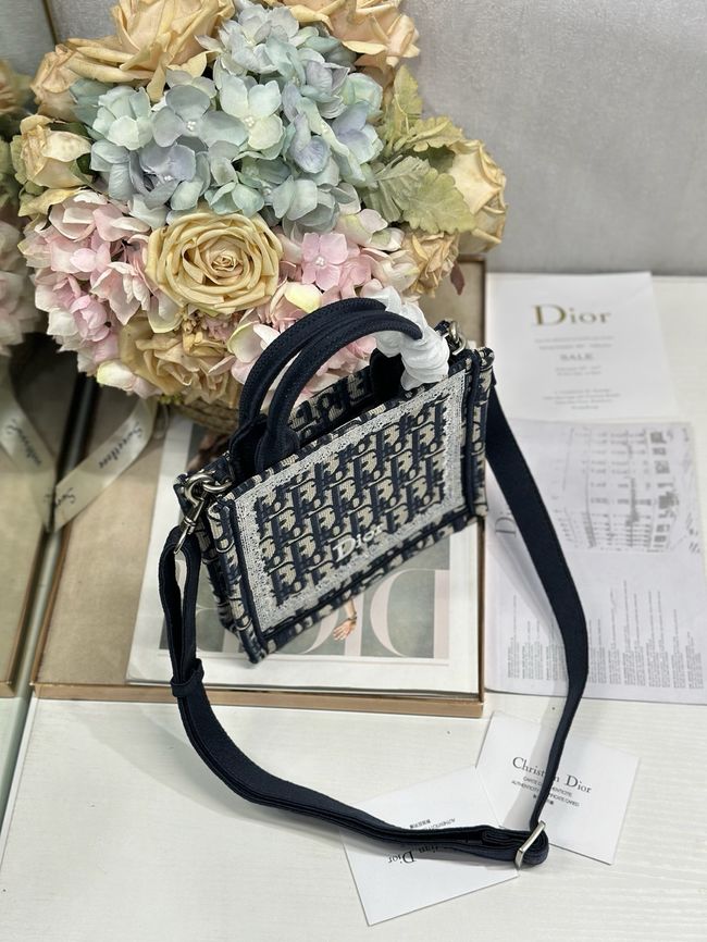 Mini Dior Book Tote with Strap Embroidery M1403PE DARK BLUE Mini Dior Book Tote with Strap Embroidery M1403PE DARK BLUE