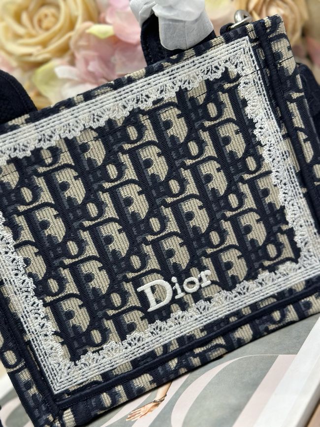 Mini Dior Book Tote with Strap Embroidery M1403PE DARK BLUE Mini Dior Book Tote with Strap Embroidery M1403PE DARK BLUE