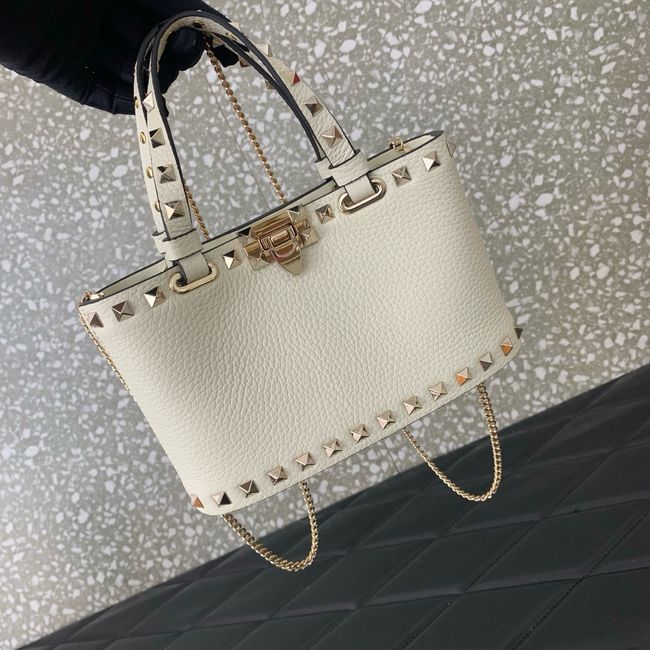 VALENTINO ROCKSTUD mini grained calfskin bag SHI16 Ivory VALENTINO ROCKSTUD mini grained calfskin bag SHI16 Ivory