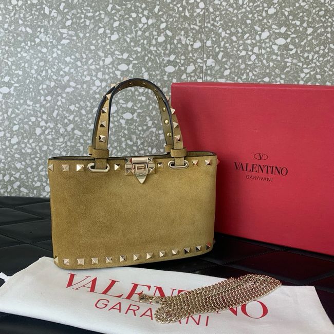 VALENTINO ROCKSTUD mini Suede leather bag SHI16 Khaki VALENTINO ROCKSTUD mini Suede leather bag SHI16 Khaki