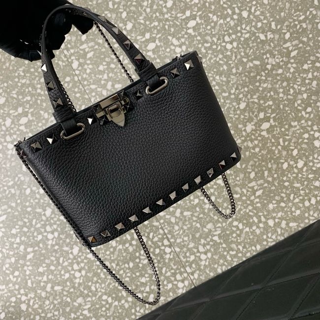 VALENTINO ROCKSTUD mini grained calfskin bag SHI16 black