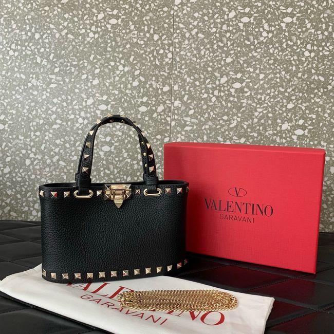 VALENTINO ROCKSTUD mini grained calfskin bag SHI16 black&gold VALENTINO ROCKSTUD mini grained calfskin bag SHI16 black&gold