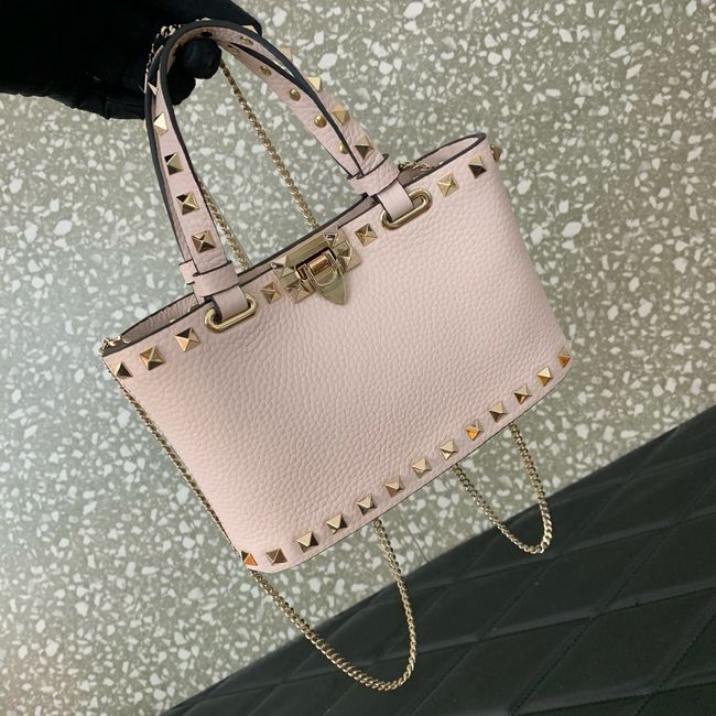 VALENTINO ROCKSTUD mini grained calfskin bag SHI16 light pink