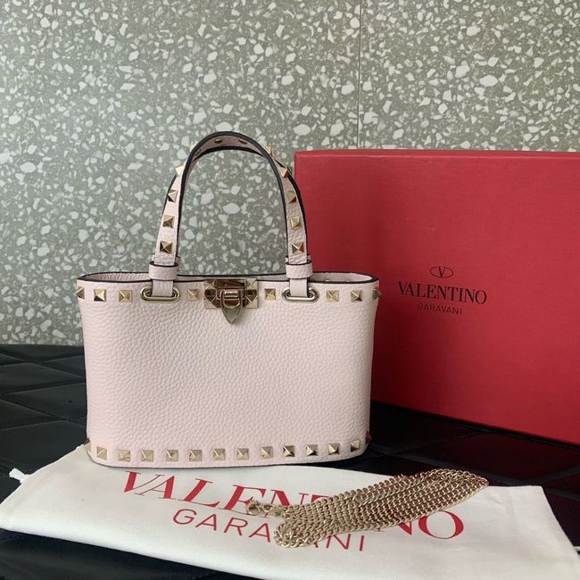 VALENTINO ROCKSTUD mini grained calfskin bag SHI16 light pink