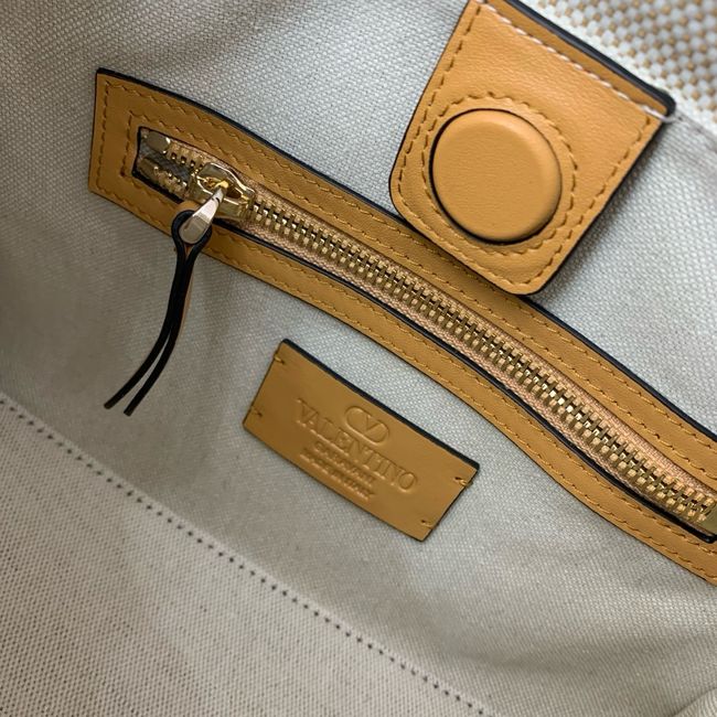 VALENTINO GARAVANI ANTIBES small Canvas leather bag WB0R20 tobacco