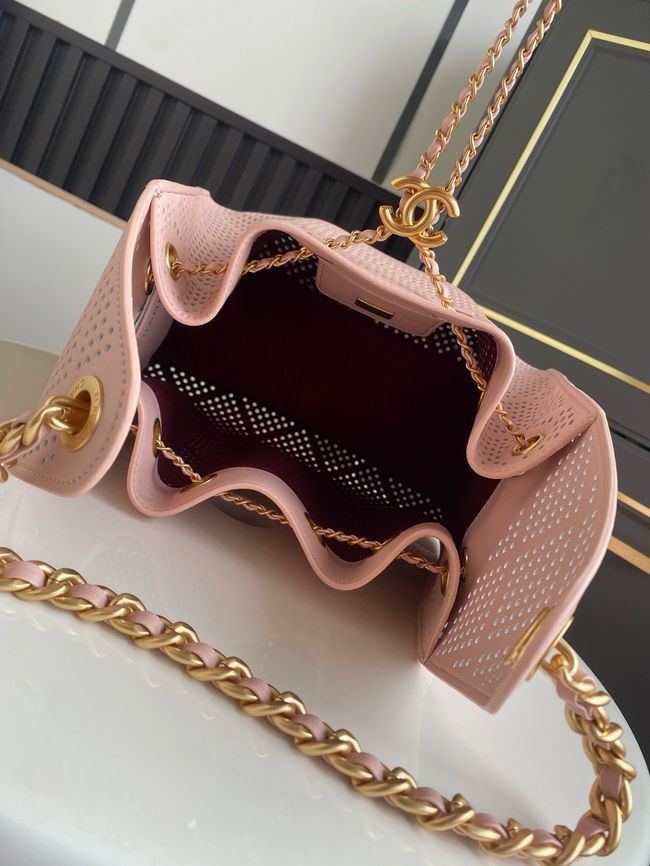CHANEL 25 Small Handbag Perforated Calfskin AS5293 pink