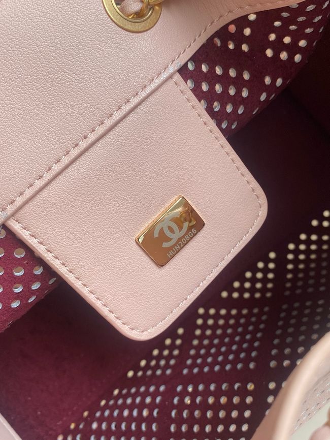 CHANEL 25 Small Handbag Perforated Calfskin AS5293 pink