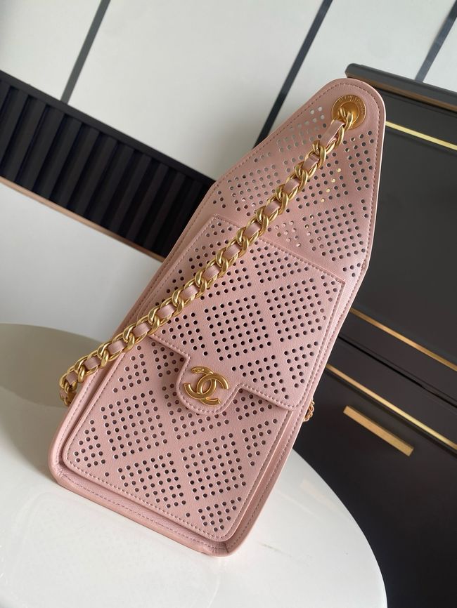 CHANEL 25 Small Handbag Perforated Calfskin AS5293 pink