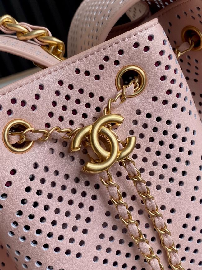 CHANEL 25 Small Handbag Perforated Calfskin AS5293 pink