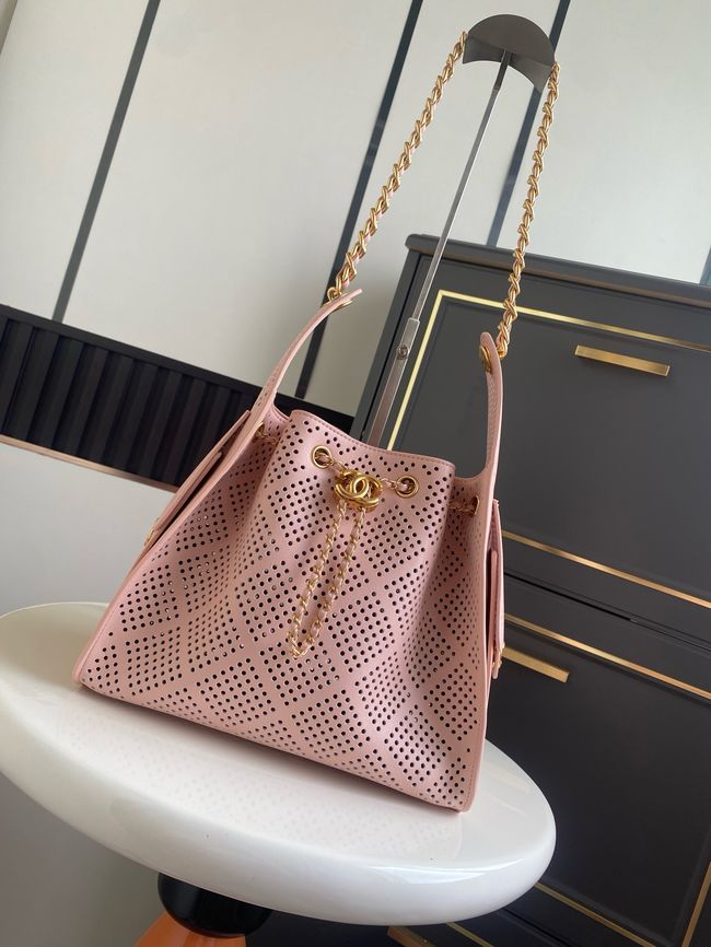 CHANEL 25 Small Handbag Perforated Calfskin AS5293 pink