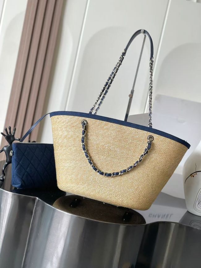 CHANEL Large Tote AS5952 Beige & blue CHANEL Large Tote AS5952 Beige & blue