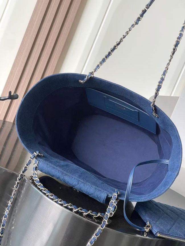 CHANEL Large Tote AS5952 Beige & blue CHANEL Large Tote AS5952 Beige & blue