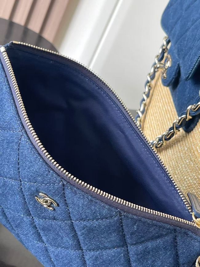CHANEL Large Tote AS5952 Beige & blue CHANEL Large Tote AS5952 Beige & blue