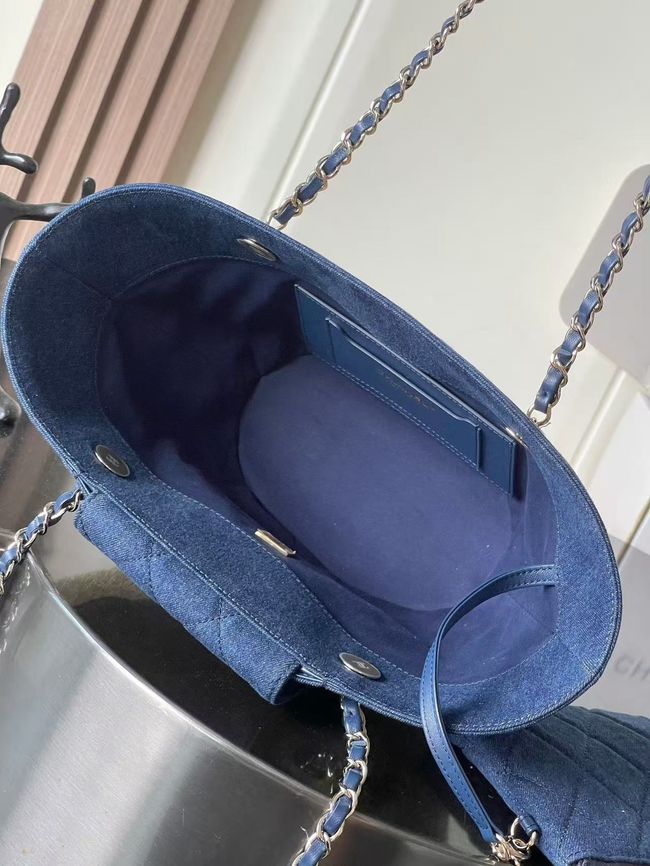 CHANEL Small Tote AS5951 Beige & blue CHANEL Small Tote AS5951 Beige & blue
