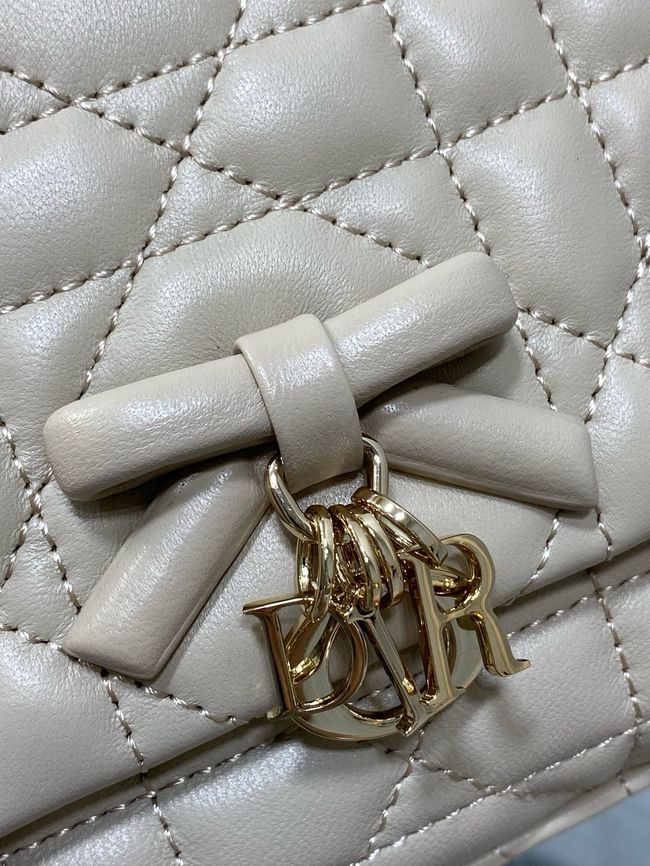 My Dior Mini Bag Cannage patent leather S0985PU Apricot&Golden chain