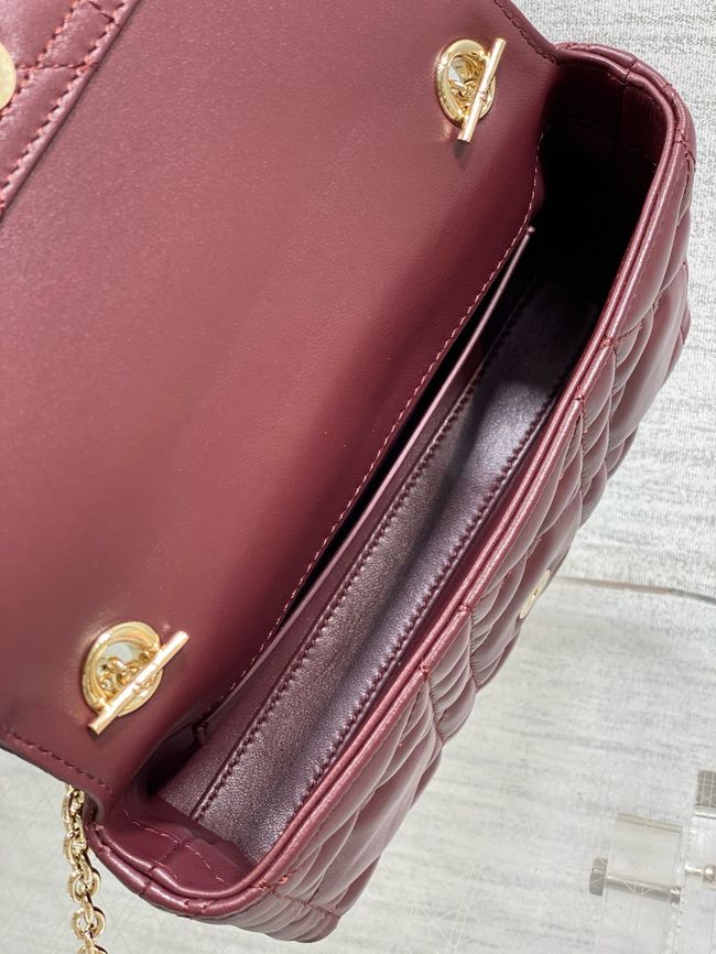 My Dior Mini Bag Cannage patent leather S0985PU burgundy&Golden chain My Dior Mini Bag Cannage patent leather S0985PU burgundy&Golden chain