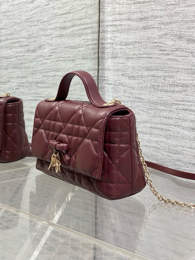 My Dior Mini Bag Cannage patent leather S0985PU burgundy&Golden chain My Dior Mini Bag Cannage patent leather S0985PU burgundy&Golden chain