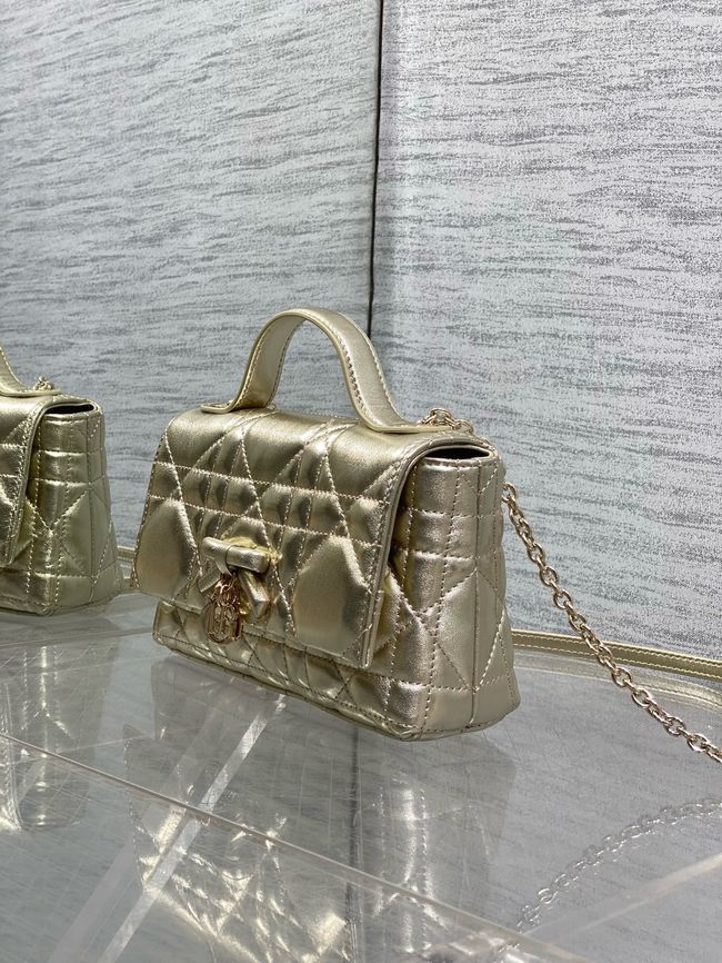 My Dior Mini Bag Cannage patent leather S0985PU gold&Golden chain