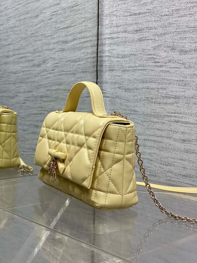 My Dior Mini Bag Cannage patent leather S0985PU yellow&Golden chain My Dior Mini Bag Cannage patent leather S0985PU yellow&Golden chain