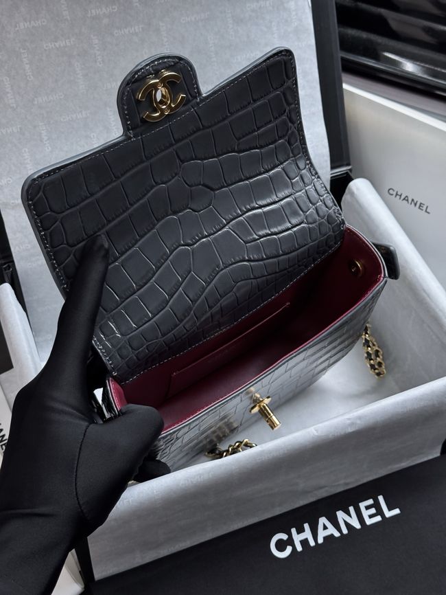 CHANEL Mini Flap Bag with Top Handle AS6424 dark blue CHANEL Mini Flap Bag with Top Handle AS6424 dark blue