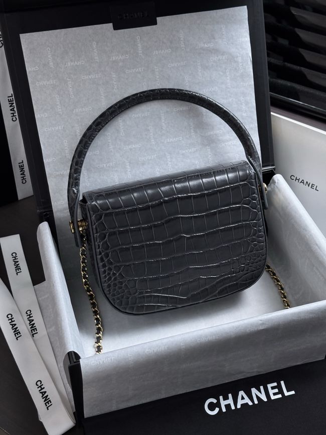 CHANEL Mini Flap Bag with Top Handle AS6424 dark blue CHANEL Mini Flap Bag with Top Handle AS6424 dark blue