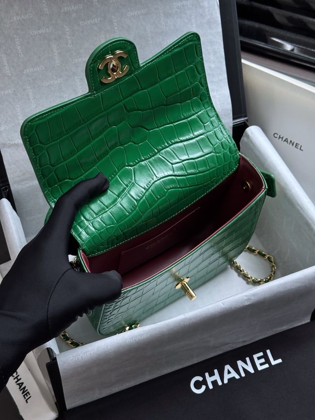 CHANEL Mini Flap Bag with Top Handle AS6424 green CHANEL Mini Flap Bag with Top Handle AS6424 green