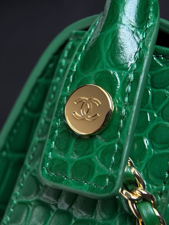CHANEL Mini Flap Bag with Top Handle AS6424 green CHANEL Mini Flap Bag with Top Handle AS6424 green