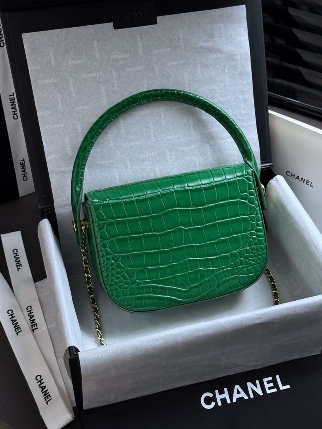 CHANEL Mini Flap Bag with Top Handle AS6424 green CHANEL Mini Flap Bag with Top Handle AS6424 green