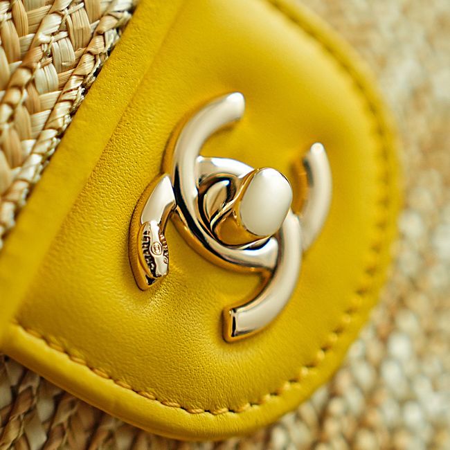 CHANEL Small Flapbag Braided Straw AS6017 yellow CHANEL Small Flapbag Braided Straw AS6017 yellow
