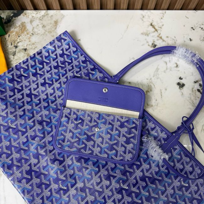 Goyard Goyardine canvas & Chevroches calfskin Large bag CL09P BLUE Goyard Goyardine canvas & Chevroches calfskin Large bag CL09P BLUE