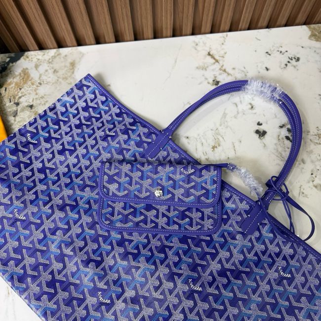 Goyard Goyardine canvas & Chevroches calfskin Large bag CL09P BLUE Goyard Goyardine canvas & Chevroches calfskin Large bag CL09P BLUE