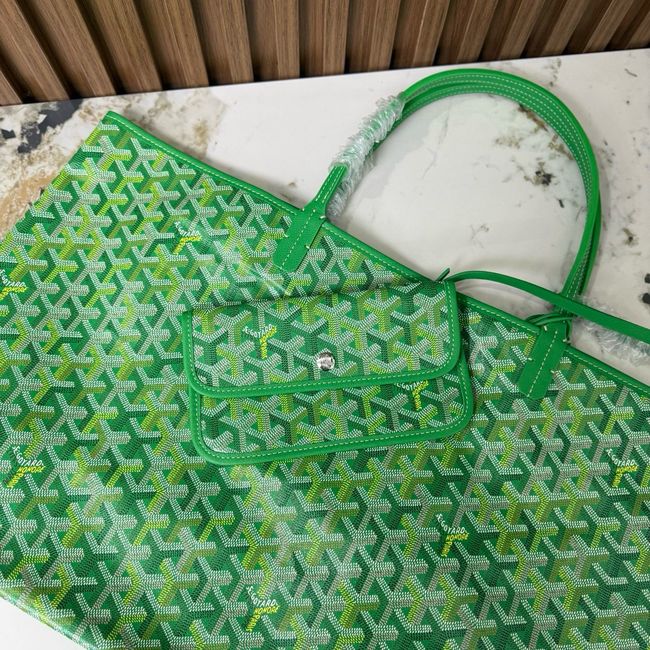 Goyard Goyardine canvas & Chevroches calfskin Large bag CL09P GREEN Goyard Goyardine canvas & Chevroches calfskin Large bag CL09P GREEN