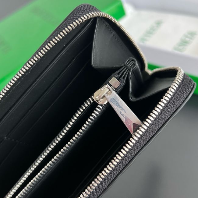Bottega Veneta Woven Mycelium Zip-Around Wallet 02008 BLACK Bottega Veneta Woven Mycelium Zip-Around Wallet 02008 BLACK