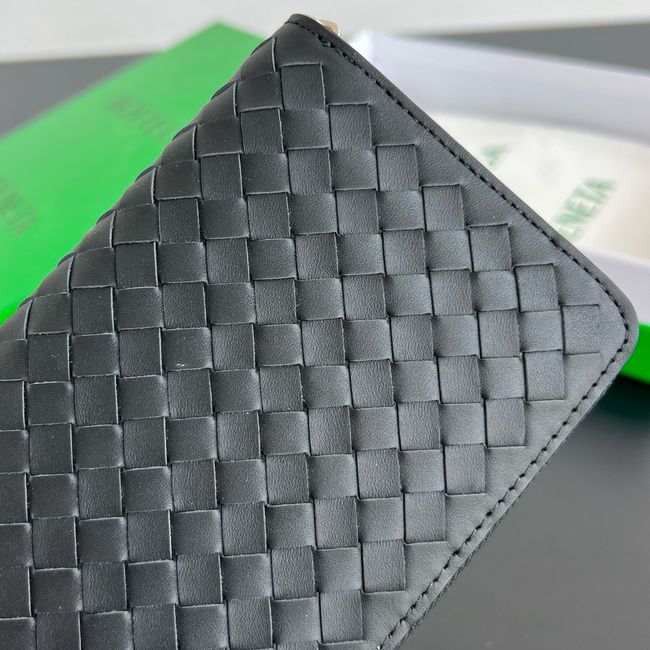 Bottega Veneta Woven Mycelium Zip-Around Wallet 02008 BLACK Bottega Veneta Woven Mycelium Zip-Around Wallet 02008 BLACK