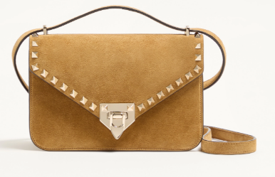 VALENTINO ROCKSTUD Small suede Shoulder Bag B0T76 brown