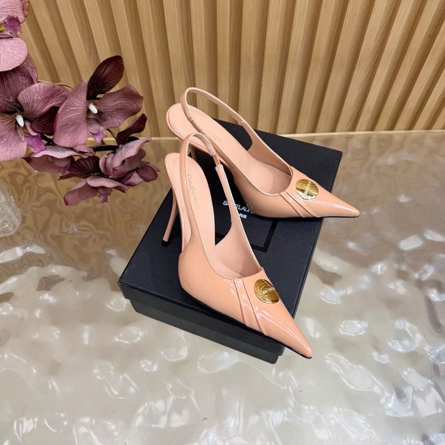 Saint Laurent LOUIS slingback pumps in patent leather and satin A001C-1