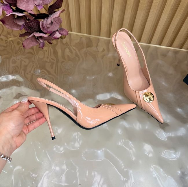 Saint Laurent LOUIS slingback pumps in patent leather and satin A001C-1