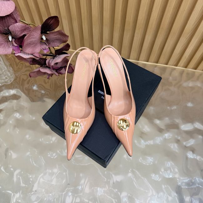 Saint Laurent LOUIS slingback pumps in patent leather and satin A001C-1