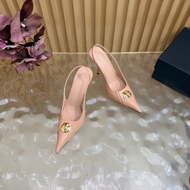 Saint Laurent LOUIS slingback pumps in patent leather and satin A001C-1