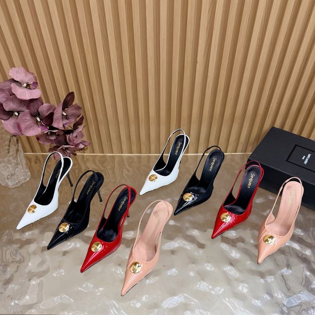 Saint Laurent LOUIS slingback pumps in patent leather and satin A001C-1