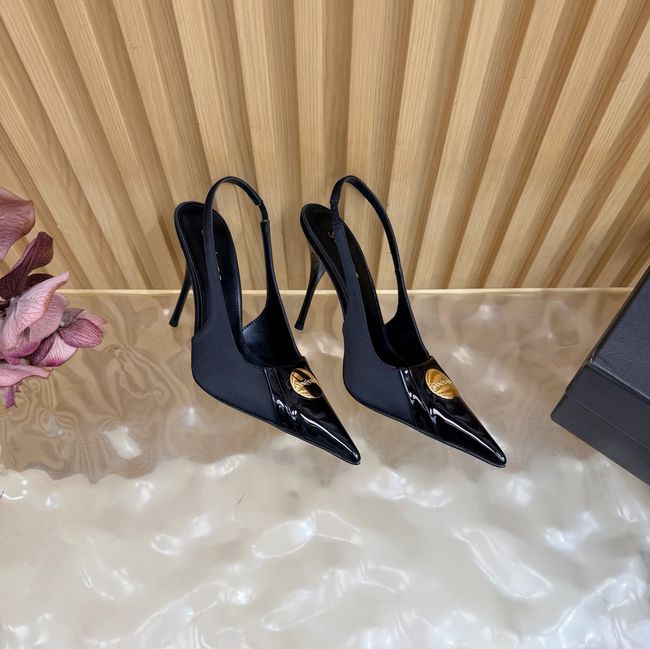 Saint Laurent LOUIS slingback pumps in patent leather and satin A001C-2