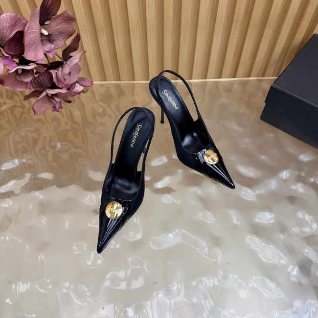 Saint Laurent LOUIS slingback pumps in patent leather and satin A001C-2