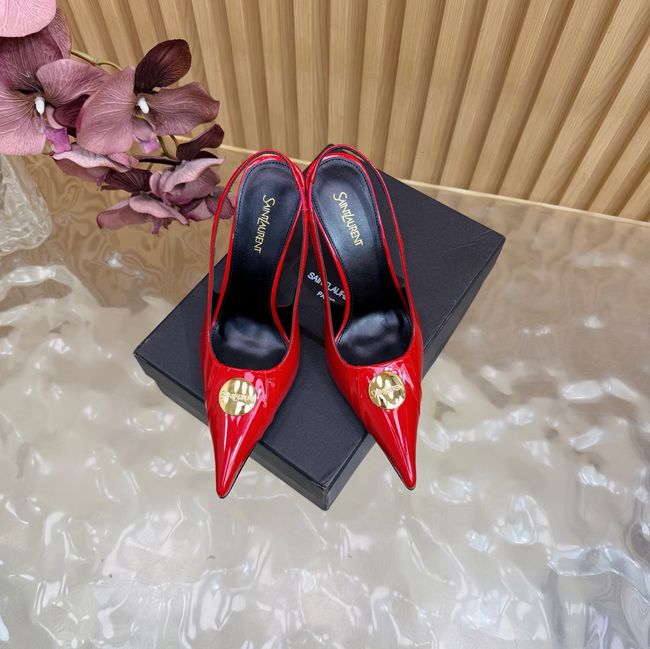 Saint Laurent LOUIS slingback pumps in patent leather and satin A001C-3