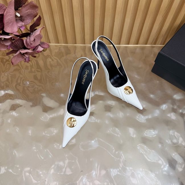 Saint Laurent LOUIS slingback pumps in patent leather and satin A001C-4