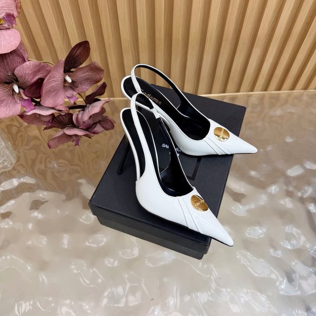 Saint Laurent LOUIS slingback pumps in patent leather and satin A001C-4