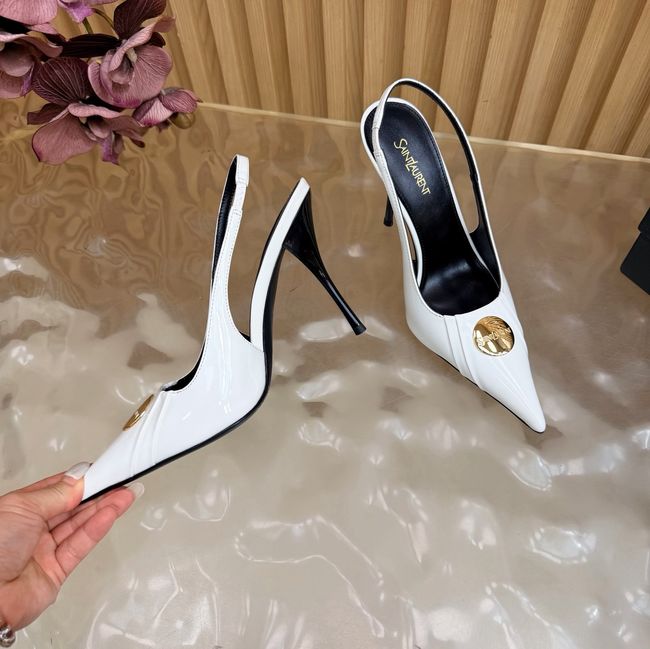 Saint Laurent LOUIS slingback pumps in patent leather and satin A001C-4