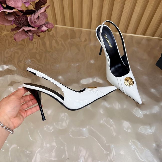 Saint Laurent LOUIS slingback pumps in patent leather and satin A001C-4