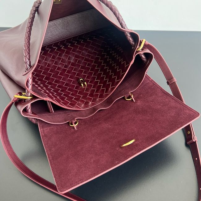 Bottega Veneta Andiamo Pepites Leather Large Bag 12272 Lava red